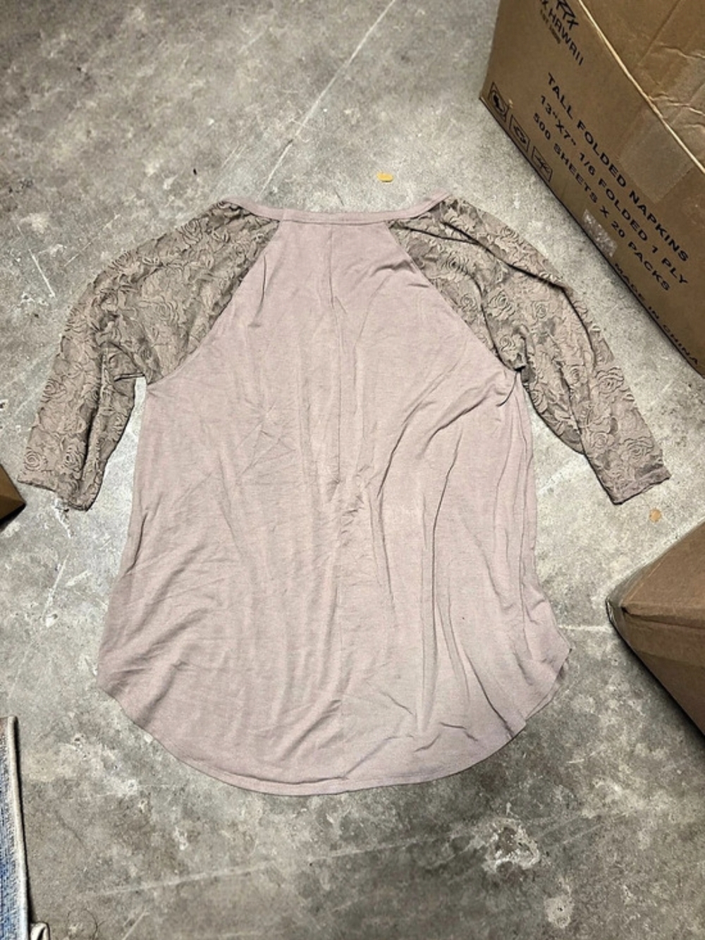 ZENANA Lace Raglan Sleeve Top Floral Pink Large - Picture 2 of 4